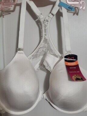 Maidenform White Lace Racerback T-Shirt Bra